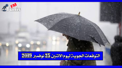 التوقعات الجوية ليوم الاثنين 25 نوفمبر 2019