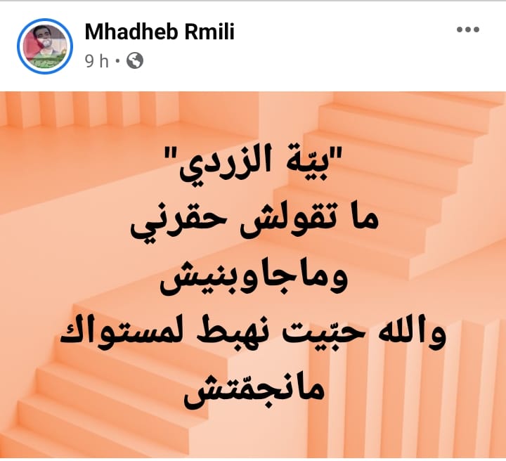 بالصور مهذب الرميلي بية الزردي حبيت نهبط لمستواك ما نجمتش